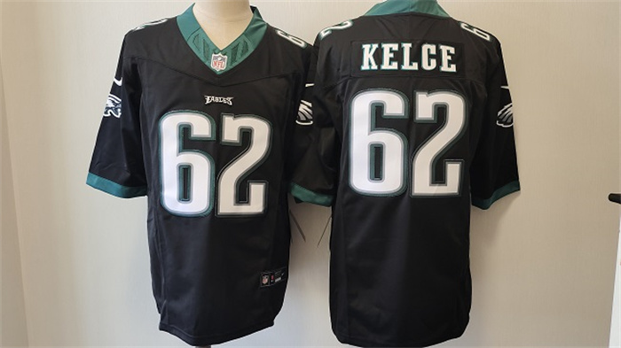 Personalized Men’s Philadelphia Eagles #62 Jason Kelce Black 2023 F.U.S.E. Untouchable Limited Stitched Football Jersey