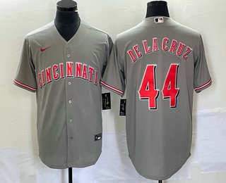 Personalized Men’s Cincinnati Reds #44 Elly De La Cruz Grey Cool Base Stitched Baseball Jersey