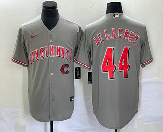 Personalized Men’s Cincinnati Reds #44 Elly De La Cruz Grey Cool Base Stitched Baseball Jersey1