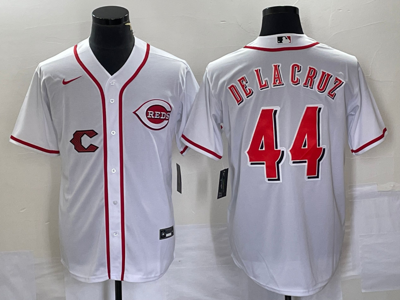 Personalized Men’s Cincinnati Reds #44 Elly De La Cruz White Cool Base Stitched Baseball Jersey
