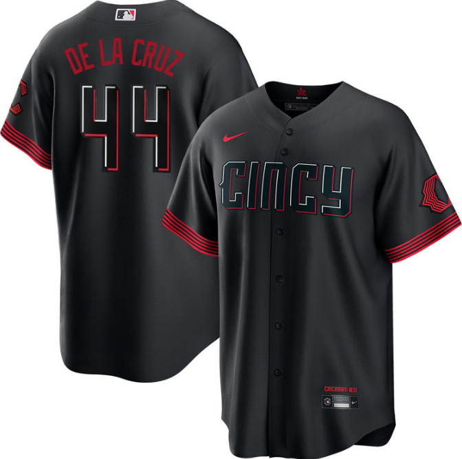 Personalized Men’s Cincinnati Reds #44 Elly De La Cruz 2023 City Connect Cool Base Stitched Baseball Jersey