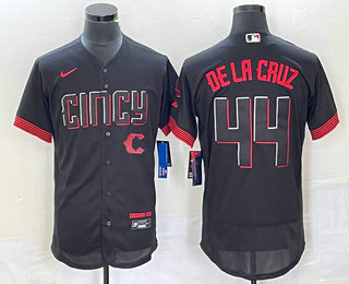 Personalized Men’s Cincinnati Reds #44 Elly De La Cruz Black 2023 City Connect Flex Base Stitched Baseball Jersey1
