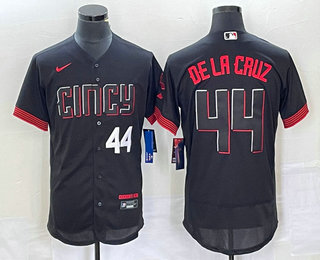 Personalized Men’s Cincinnati Reds #44 Elly De La Cruz Number Black 2023 City Connect Flex Base Stitched Baseball Jersey