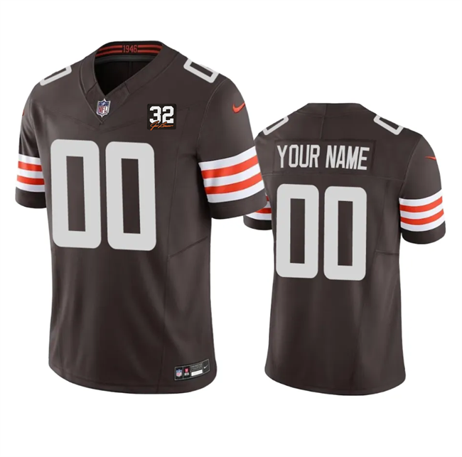 Personalized Men’s Cleveland Brownsized Brown 2023 F.U.S.E. With Jim Brown Memorial Patch Untouchable Limited Stitched Jersey