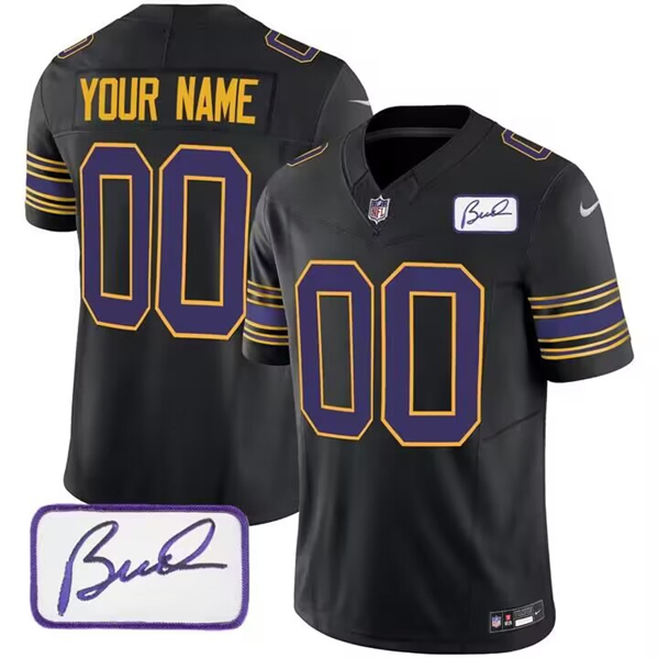 Personalized Men’s Minnesota Vikingsized Black 2023 F.U.S.E. Bud Grant Patch Limited Stitched Football Jersey