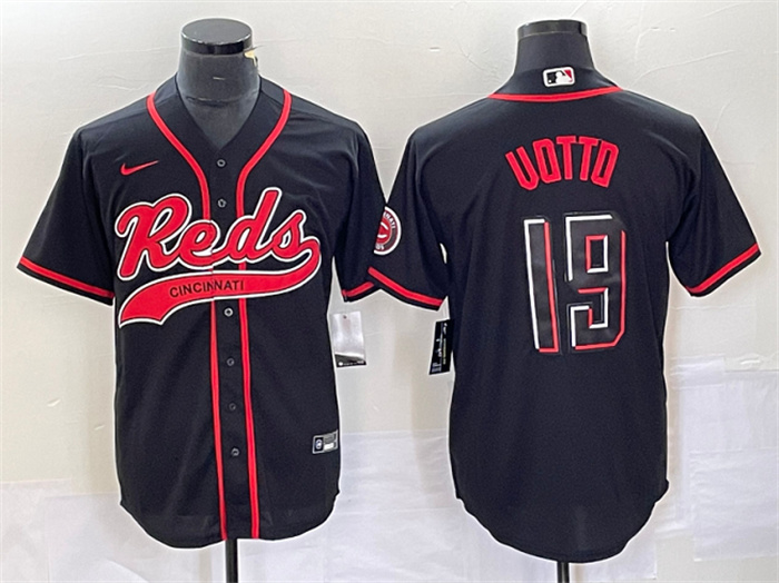 Personalized Men’s Cincinnati Reds #19 Joey Votto Black Cool Base Stitched Baseball Jersey