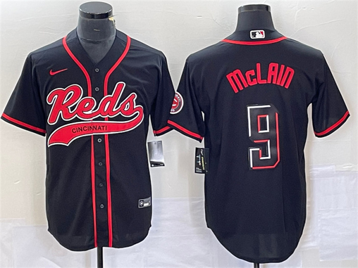 Personalized Men’s Cincinnati Reds #9 Matt McLain Black Cool Base Stitched Baseball Jersey
