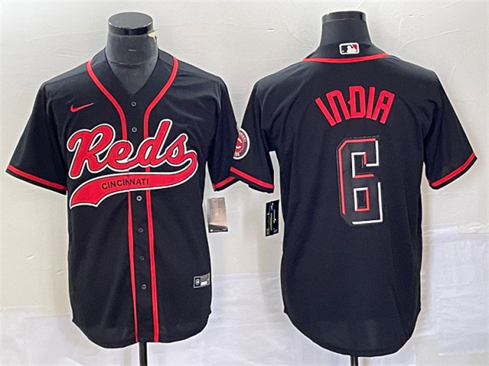 Personalized Men’s Cincinnati Reds #6 Jonathan India Black Cool Base Stitched Baseball Jersey