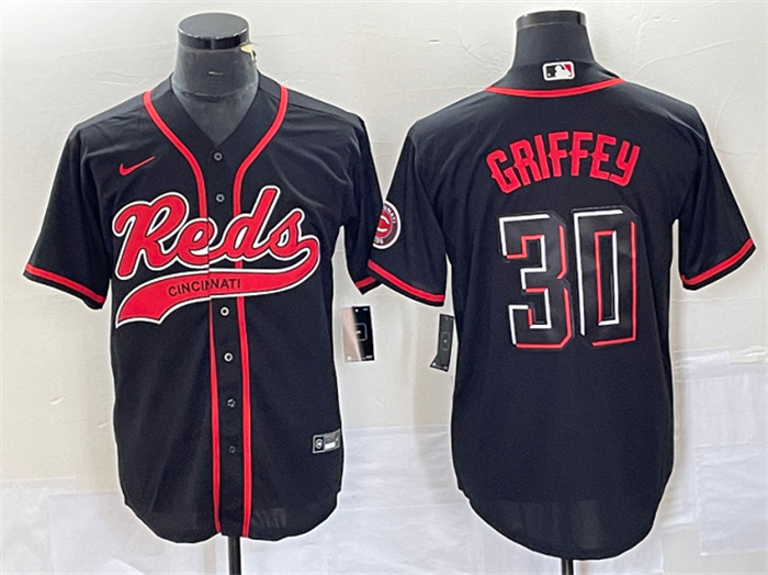 Personalized Men’s Cincinnati Reds #30 Ken Griffey Jr. Black Cool Base Stitched Baseball Jersey