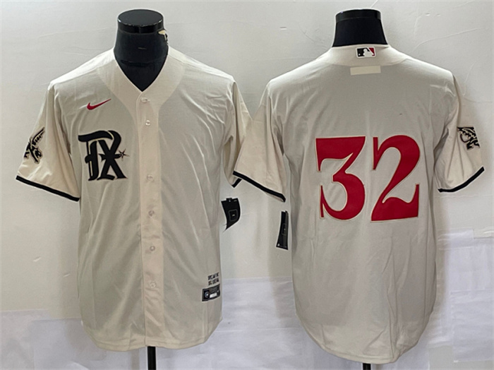 Personalized Men’s Texas Rangers #32 Evan Carter Cream 2023 City Connect Stitched Baseball Jersey
