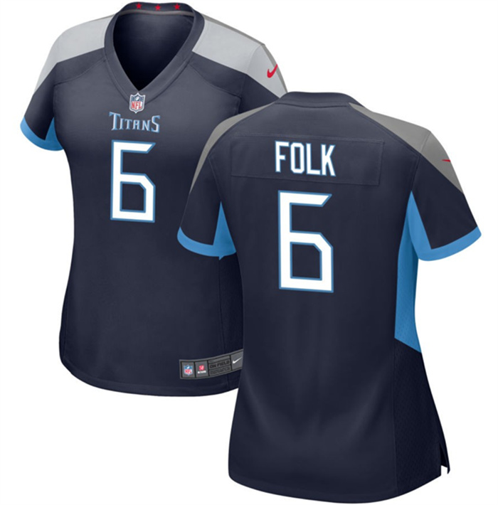 Personalized Women’s Tennessee Titans #6 Nick Folk Navy Stitched Football Jersey(Run Small)