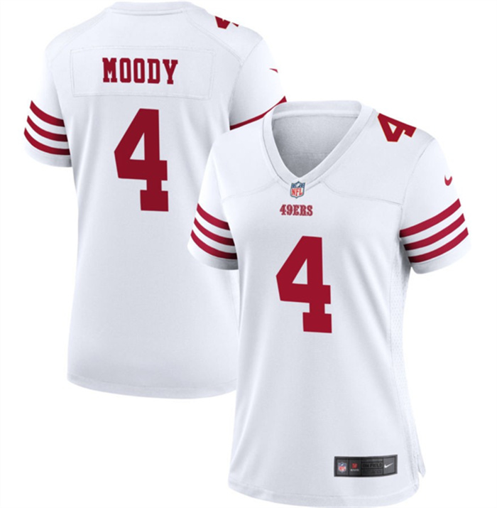 Personalized Women’s San Francisco 49ers #4 Jake Moody White Stitched Jersey(Run Small)