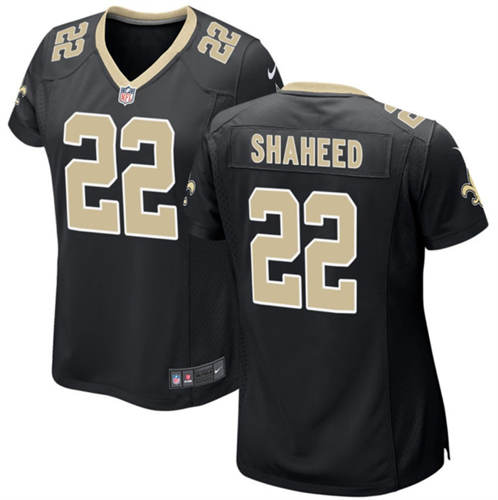 Personalized Women’s New Orleans Saints #22 Rashid Shaheed Black Stitched Game Jersey(Run Small)