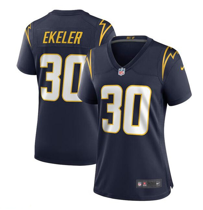 Personalized Women’s Los Angeles Chargers #30 Austin Ekeler Navy Stitched Jersey(Run Small)