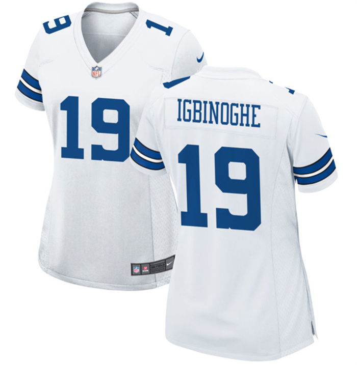 Personalized Women’s Dallas Cowboys #19 Noah Igbinoghene White Stitched Football Jersey(Run Small)