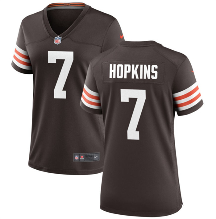 Personalized Women’s Cleveland Browns #7 Dustin Hopkins Brown Stitched Jersey(Run Small)