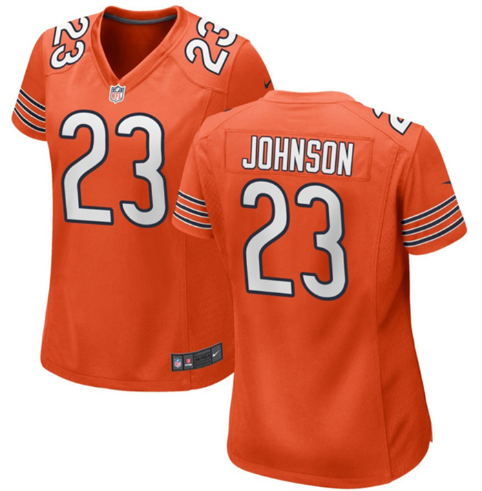Personalized Women’s Chicago Bears #23 Roschon Johnson Orange Stitched Game Jersey(Run Small)
