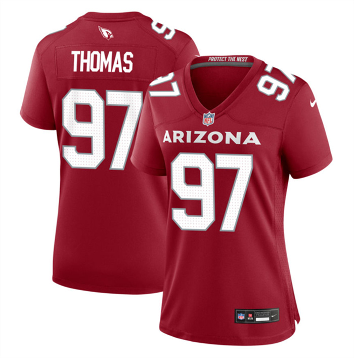Personalized Women’s Arizona Cardinals #97 Cameron Thomas Red 2023 Stitched Jersey(Run Small)