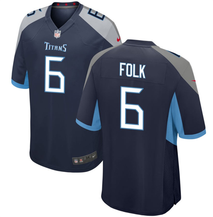 Personalized Men’s Tennessee Titans #6 Nick Folk Navy Stitched Game Football Jersey