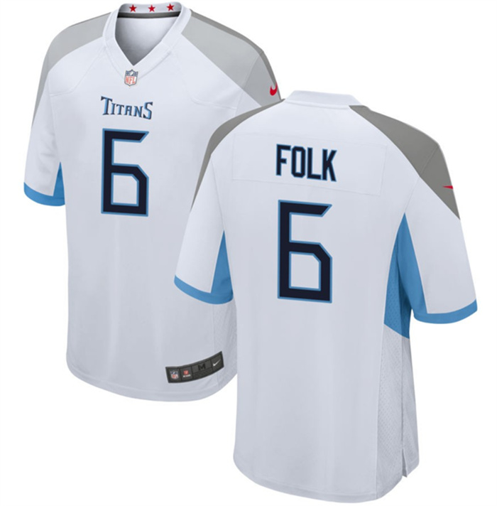 Personalized Men’s Tennessee Titans #6 Nick Folk White Stitched Game Football Jersey