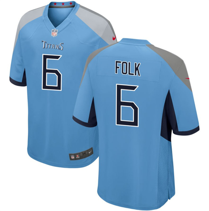 Personalized Men’s Tennessee Titans #6 Nick Folk Light Blue Stitched Game Football Jersey