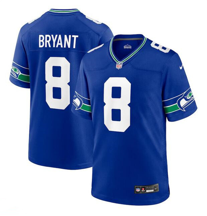 Personalized Men’s Seattle Seahawks #8 Coby Bryant Royal Throwback Player Stitched Game Jersey