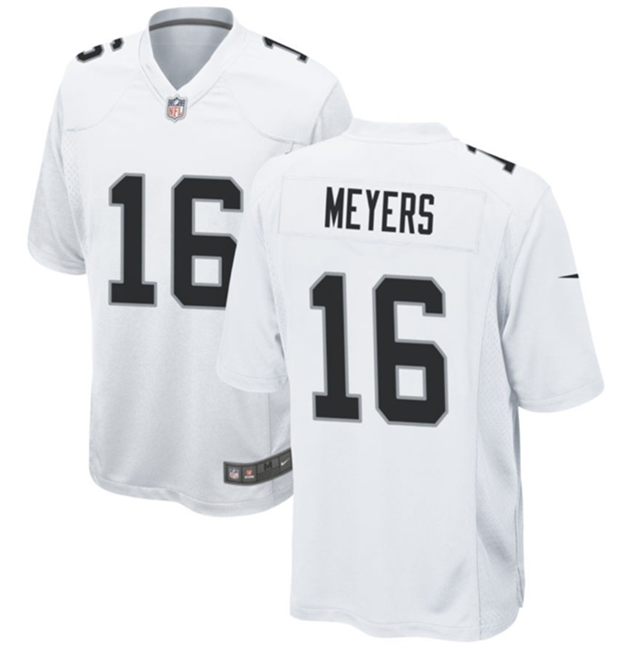 Personalized Men’s Las Vegas Raiders #16 Jakobi Meyers White Stitched Football Game Jersey