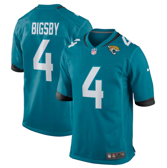 Personalized Men’s Jacksonville Jaguars #4 Tank Bigsby Teal Stitched Game Jersey