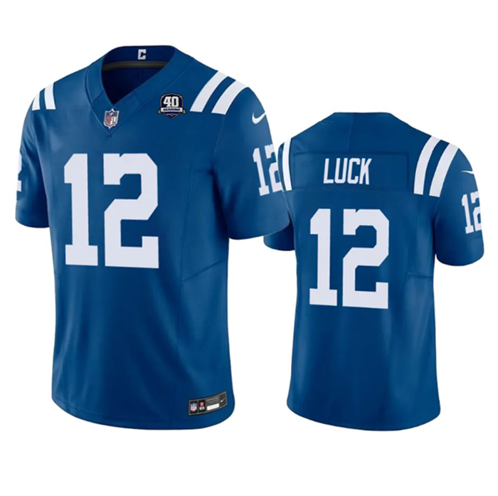 Personalized Men’s Indianapolis Colts #12 Andrew Luck Blue 2023 F.U.S.E 40th Anniversary Untouchable Stitched Football Jersey