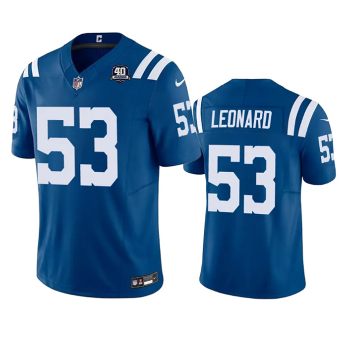 Personalized Men’s Indianapolis Colts #53 Shaquille Leonard Blue 2023 F.U.S.E 40th Anniversary Untouchable Stitched Football Jersey