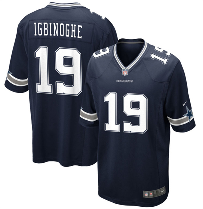Personalized Men’s Dallas Cowboys #19 Noah Igbinoghene Navy Stitched Football Game Jersey