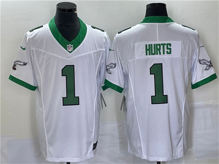Personalized Men’s Philadelphia Eagles #1 Jalen Hurts White 2023 F.U.S.E. Untouchable Stitched Football Jersey