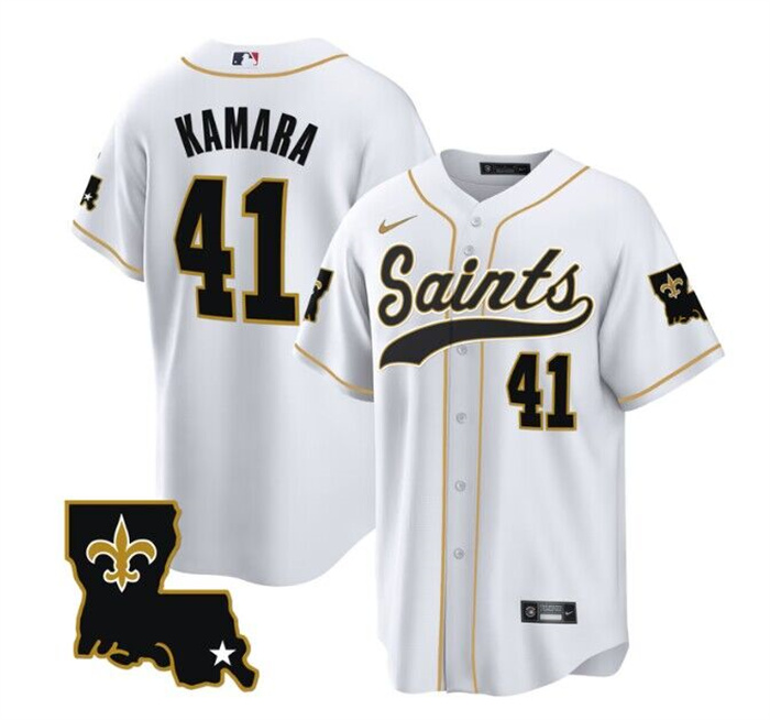 Personalized Men’s New Orleans Saints #41 Alvin Kamara White 1987 Legacy Cool Base Stitched Baseball Jersey