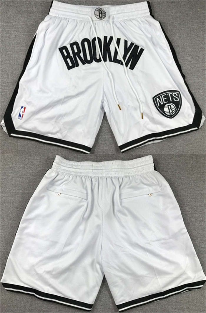 Personalized Men’s Brooklyn Nets White Shorts (Run Small)