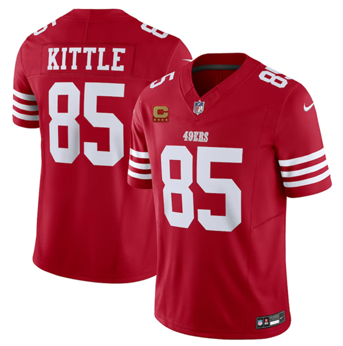 Personalized Men’s San Francisco 49ers #85 George Kittle Red 2023 F.U.S.E. With 4-Star C Patch Untouchable Limited Stitched Football Jersey