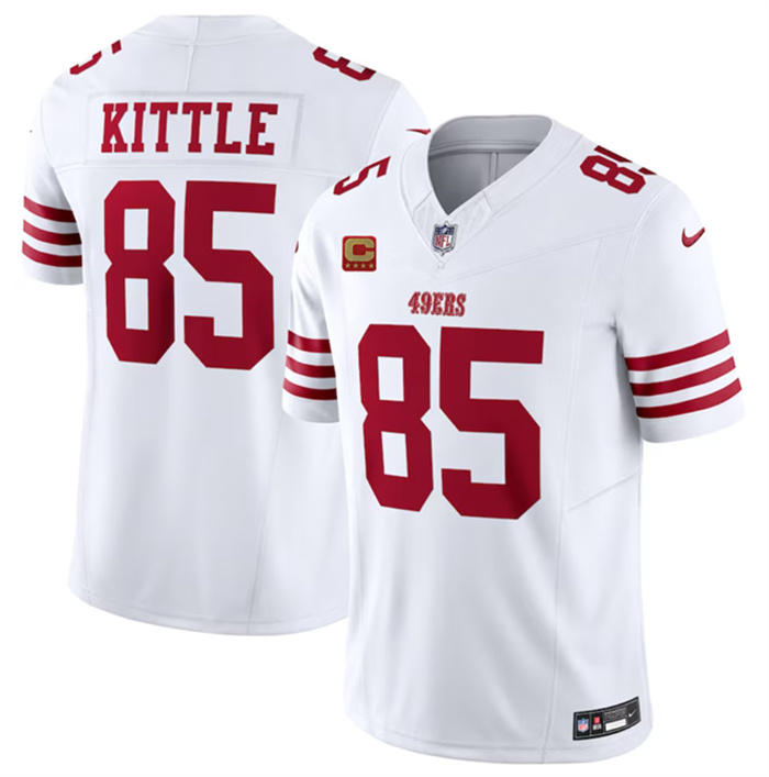 Personalized Men’s San Francisco 49ers #85 George Kittle White 2023 F.U.S.E. With 4-Star C Patch Untouchable Limited Stitched Football Jersey