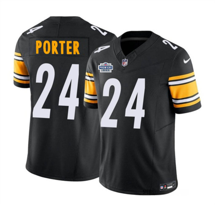 Personalized Men’s Pittsburgh Steelers #24 Joey Porter Jr. Black 2023 F.U.S.E. Untouchable Limited Stitched Jersey