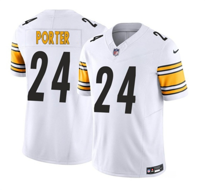 Personalized Men’s Pittsburgh Steelers #24 Joey Porter Jr. White 2023 F.U.S.E. Untouchable Limited Stitched Jersey