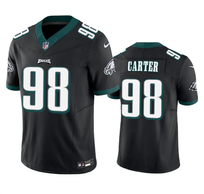 Personalized Men’s Philadelphia Eagles #98 Jalen Carter Black 2023 F.U.S.E. Untouchable Limited Stitched Football Jersey