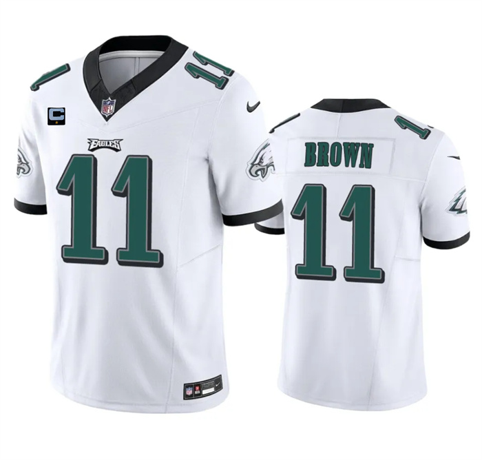 Personalized Men’s Philadelphia Eagles #11 A. J. Brown White 2023 F.U.S.E. With 1-Star C Patch Untouchable Limited Stitched Football Jersey
