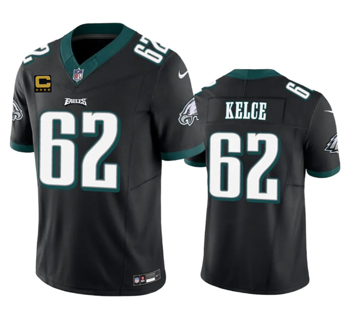 Personalized Men’s Philadelphia Eagles #62 Jason Kelce Black 2023 F.U.S.E. With 4-Star C Patch Untouchable Limited Stitched Football Jersey
