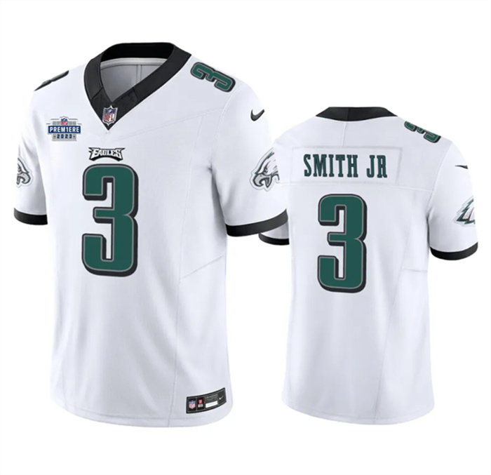 Personalized Men’s Philadelphia Eagles #3 Nolan Smith JR White 2023 F.U.S.E. With Prem1ere Patch Untouchable Limited Stitched Football Jersey