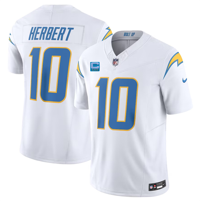 Personalized Men’s Los Angeles Chargers #10 Justin Herbert White 2023 F.U.S.E. With 3-Star C Patch Untouchable Limited Stitched Jersey