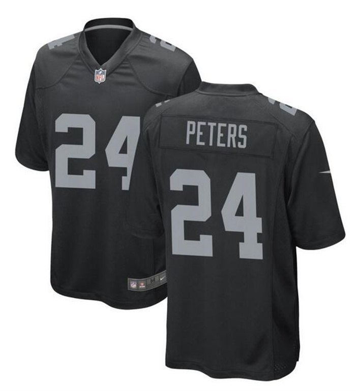 Personalized Men’s Las Vegas Raiders #24 Marcus Peters Black Stitched Football Game Jersey