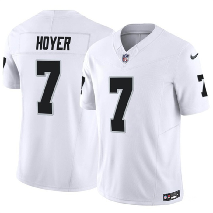 Personalized Men’s Las Vegas Raiders #7 Brian Hoyer White 2023 F.U.S.E Untouchable Stitched Football Jersey