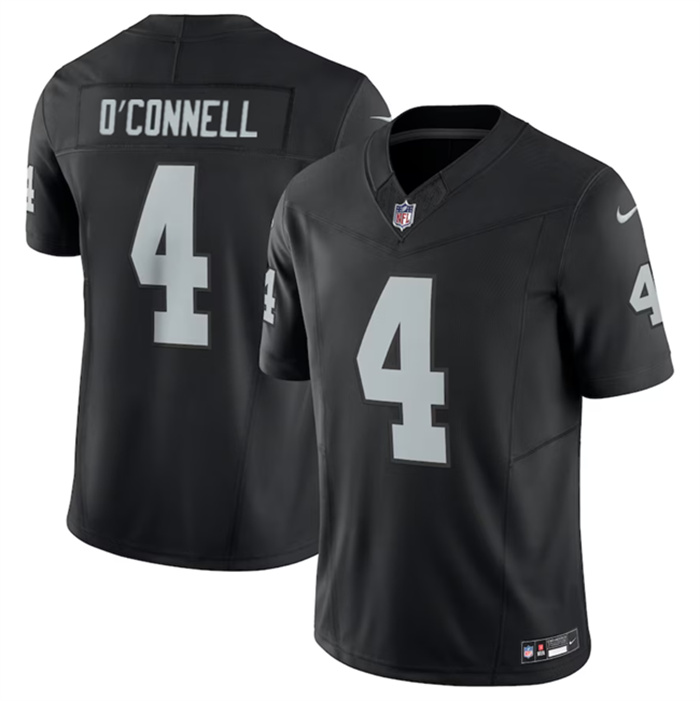 Personalized Men’s Las Vegas Raiders #4 Aidan O’Connell Black 2023 F.U.S.E Untouchable Stitched Football Jersey