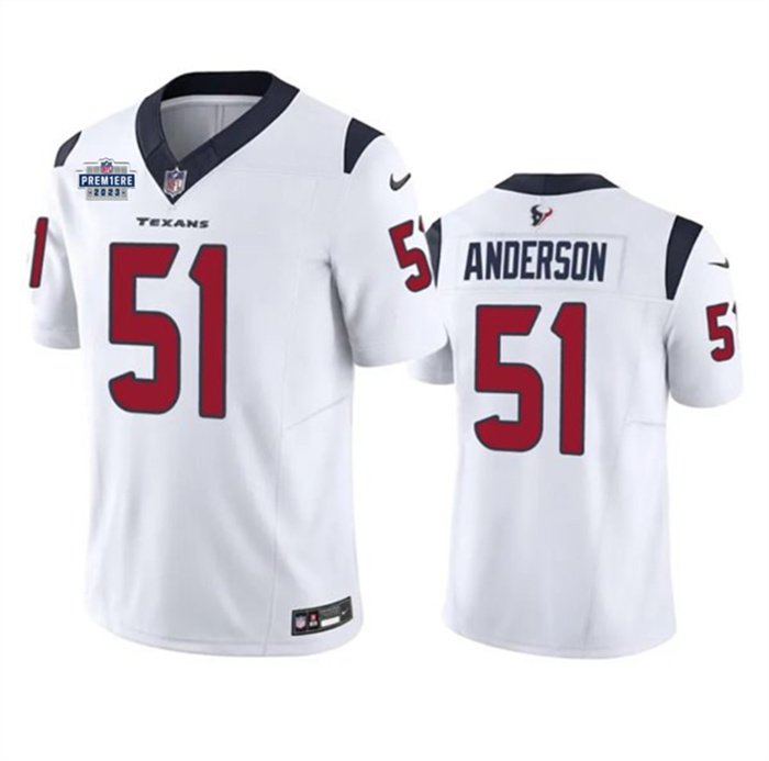 Personalized Men’s Houston Texans #51 Will Anderson Jr. White 2023 F.U.S.E. With Prem1ere Patch Untouchable Limited Stitched Football Jersey