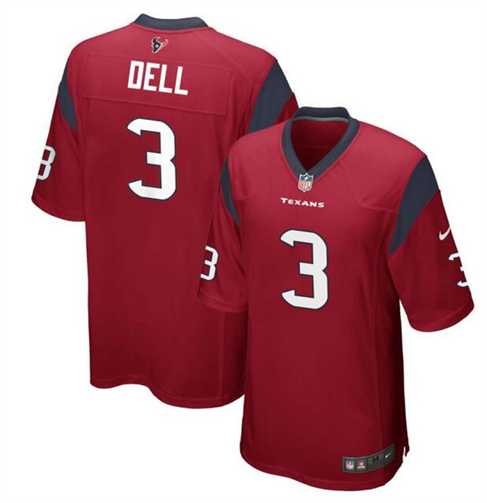 Personalized Men’s Houston Texans #3 Tank Dell Red Stitched Game Football Jersey