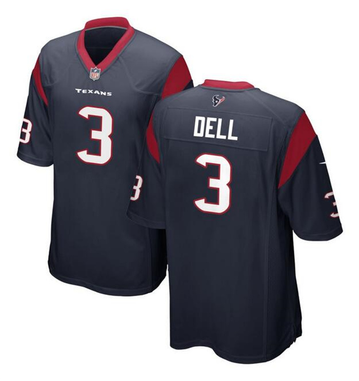 Personalized Men’s Houston Texans #3 Tank Dell Navy Stitched Game Football Jersey