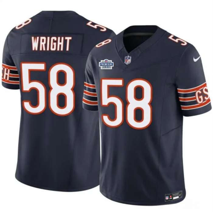 Personalized Men’s Chicago Bears #58 Darnell Wright Navy 2023 F.U.S.E. With Prem1ere Patch Untouchable Limited Stitched Football Jersey